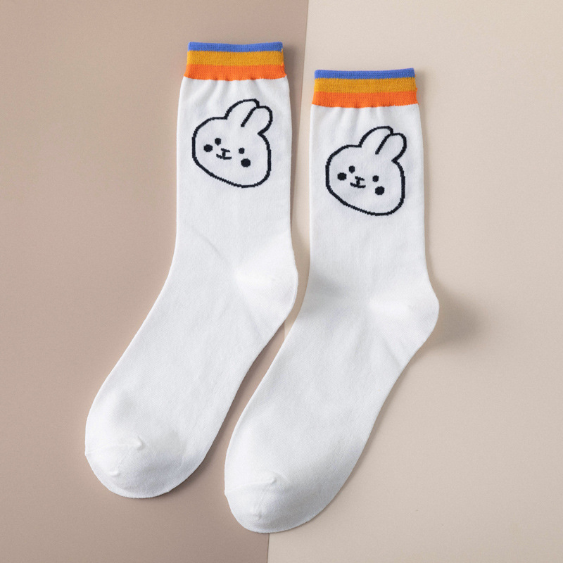 Personality Cartoon Rabbit Cute Little Animals Ladies Crew Socks Pure Cotton Socks Wholesale